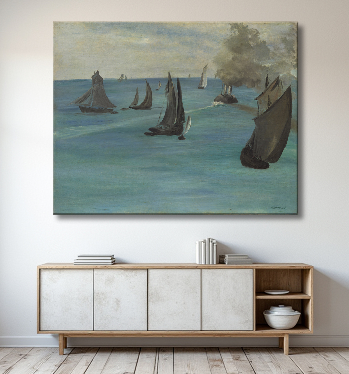 Reproduction Sea View, Calm Weather (Vue de mer, temps calme) de Édouard Manet avec decor