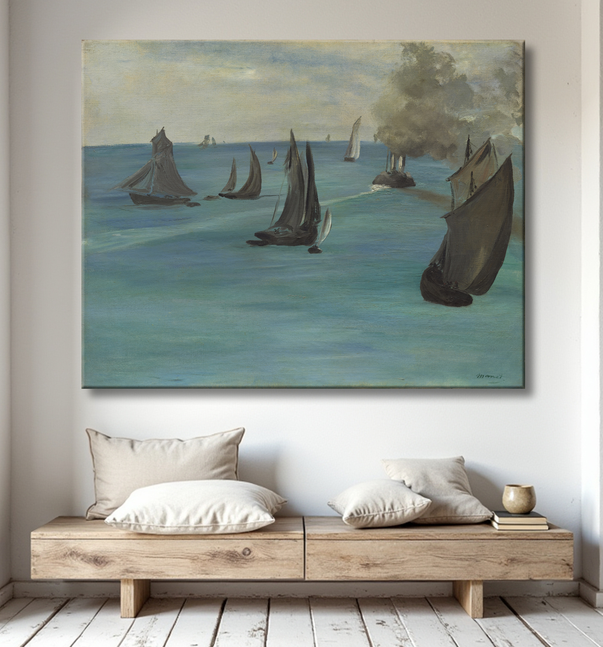 Reproduction Sea View, Calm Weather (Vue de mer, temps calme) de Édouard Manet avec decor