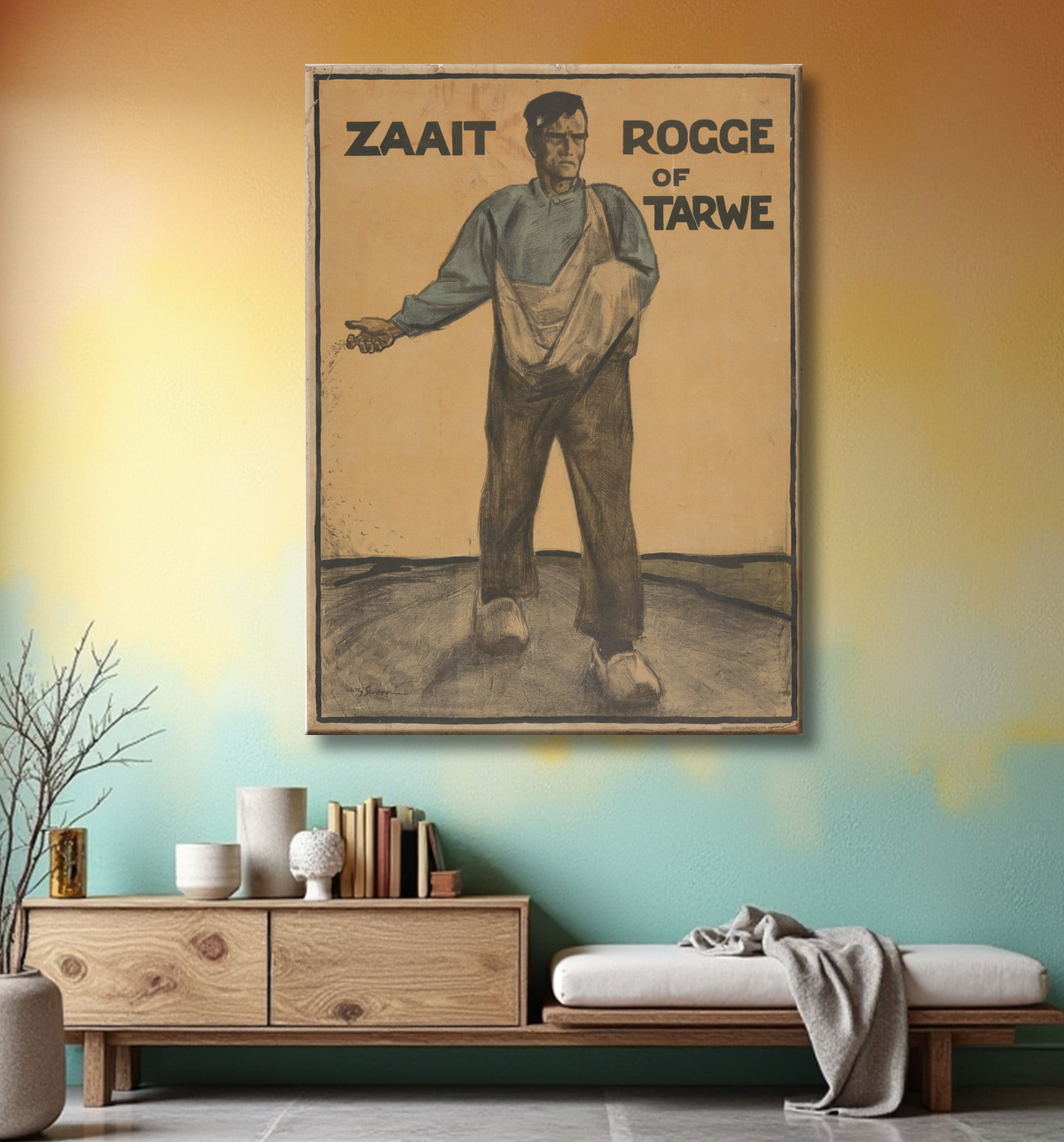 Reproduction Semer du seigle ou du blé de Willy Sluiter avec decor
