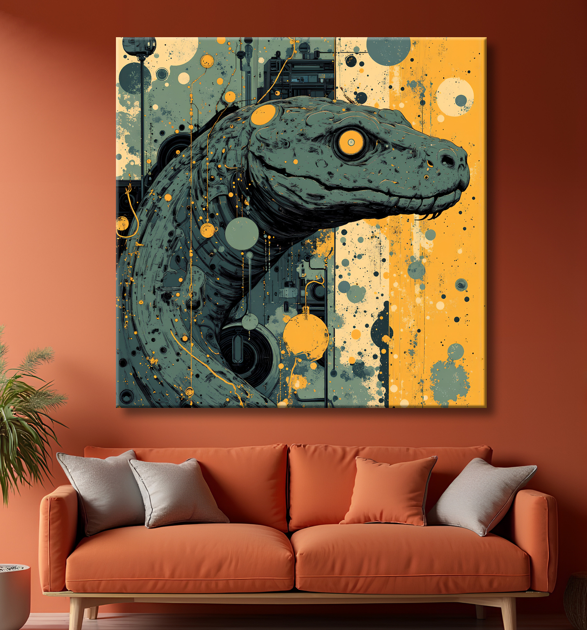 Tableau serpent moderne - Peinture animalière expressive et graphique avec decor