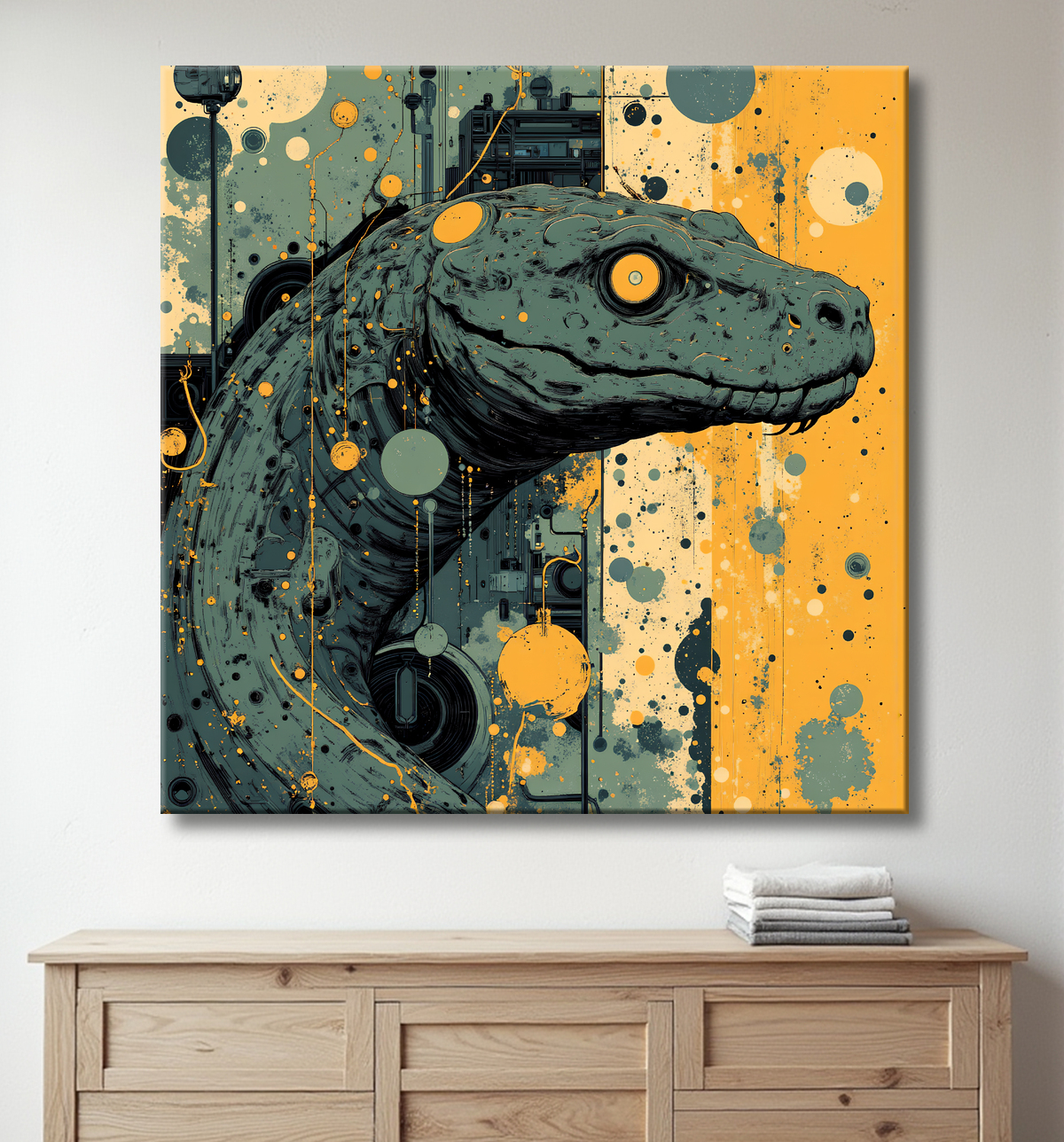 Tableau serpent moderne - Peinture animalière expressive et graphique avec decor