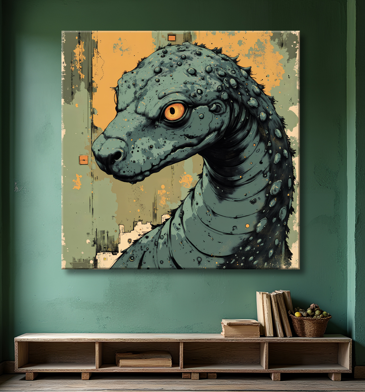 Tableau serpent moderne - Peinture animalière expressive et graphique avec decor