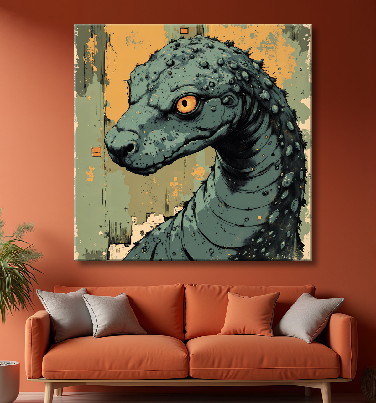 Tableau serpent moderne - Peinture animalière expressive et graphique avec decor