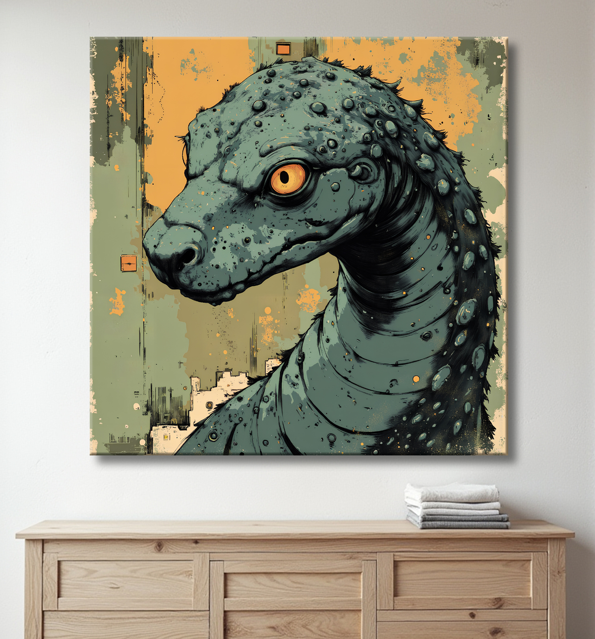 Tableau serpent moderne - Peinture animalière expressive et graphique avec decor
