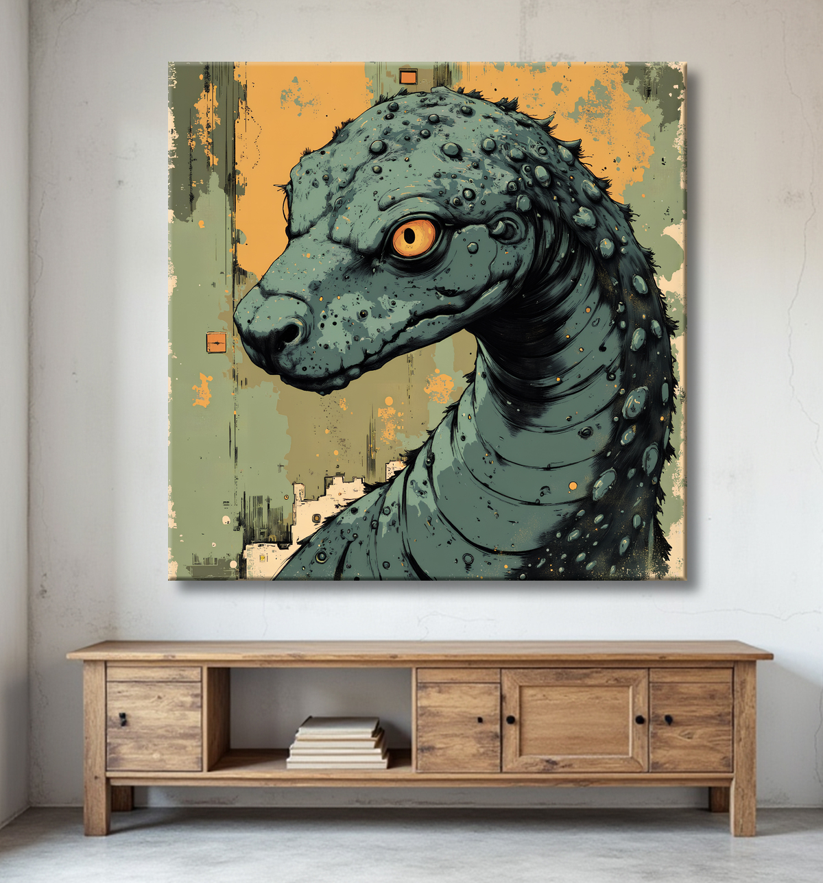 Tableau serpent moderne - Peinture animalière expressive et graphique avec decor