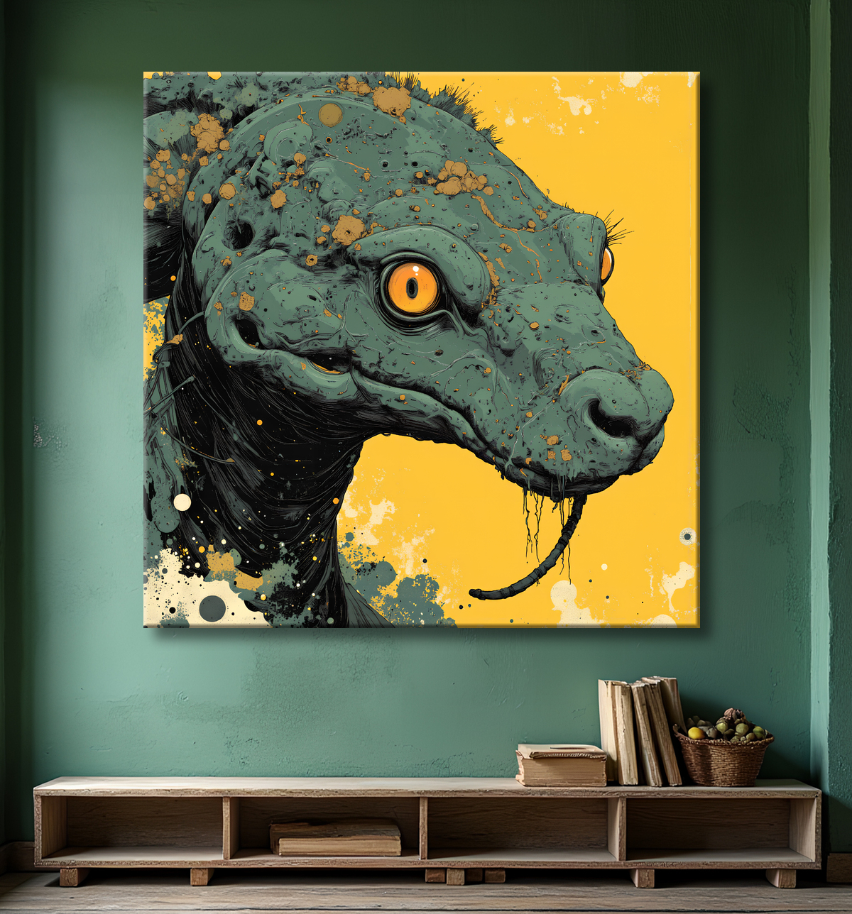 Tableau serpent moderne - Peinture animalière expressive et graphique avec decor