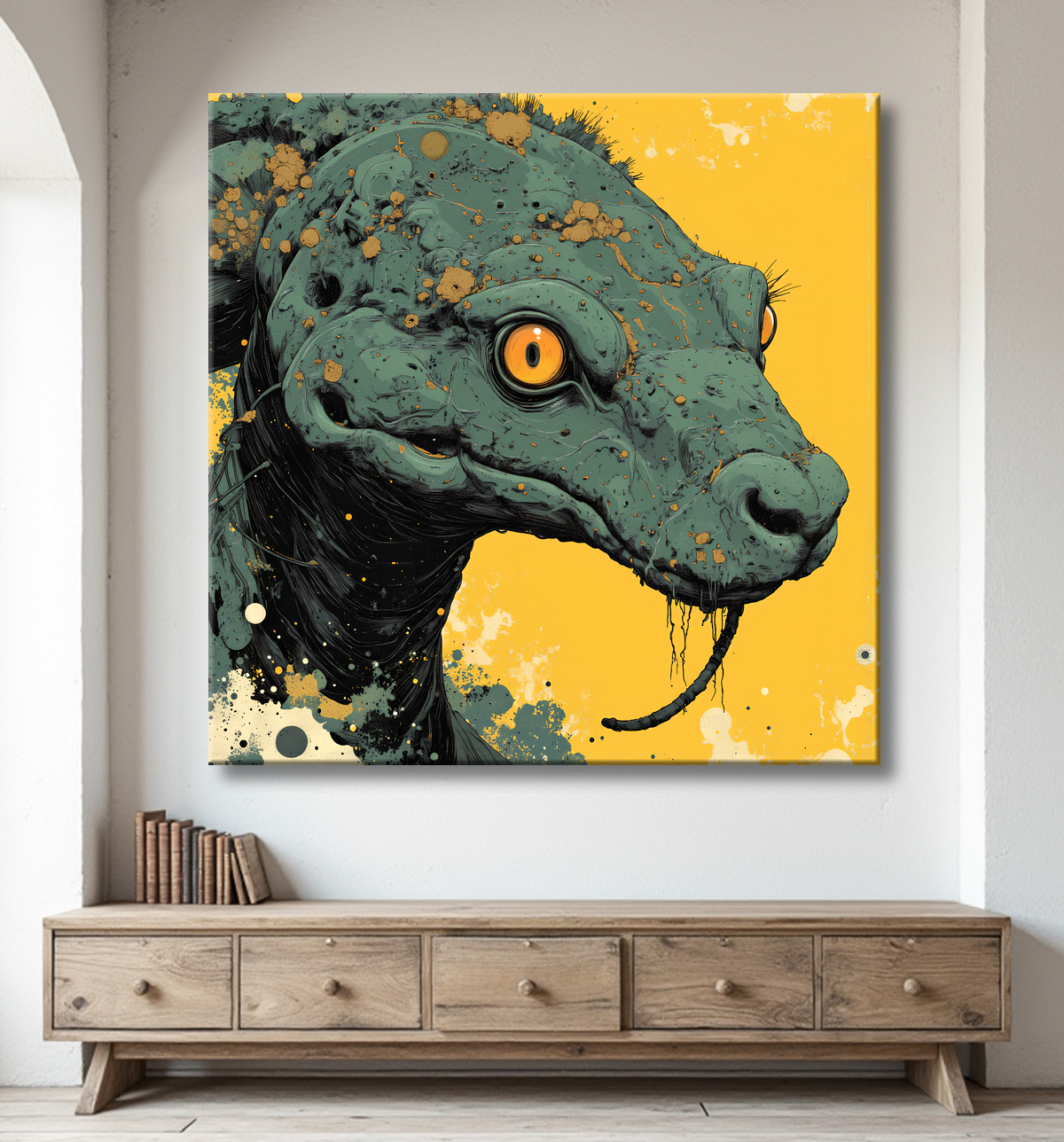 Tableau serpent moderne - Peinture animalière expressive et graphique avec decor