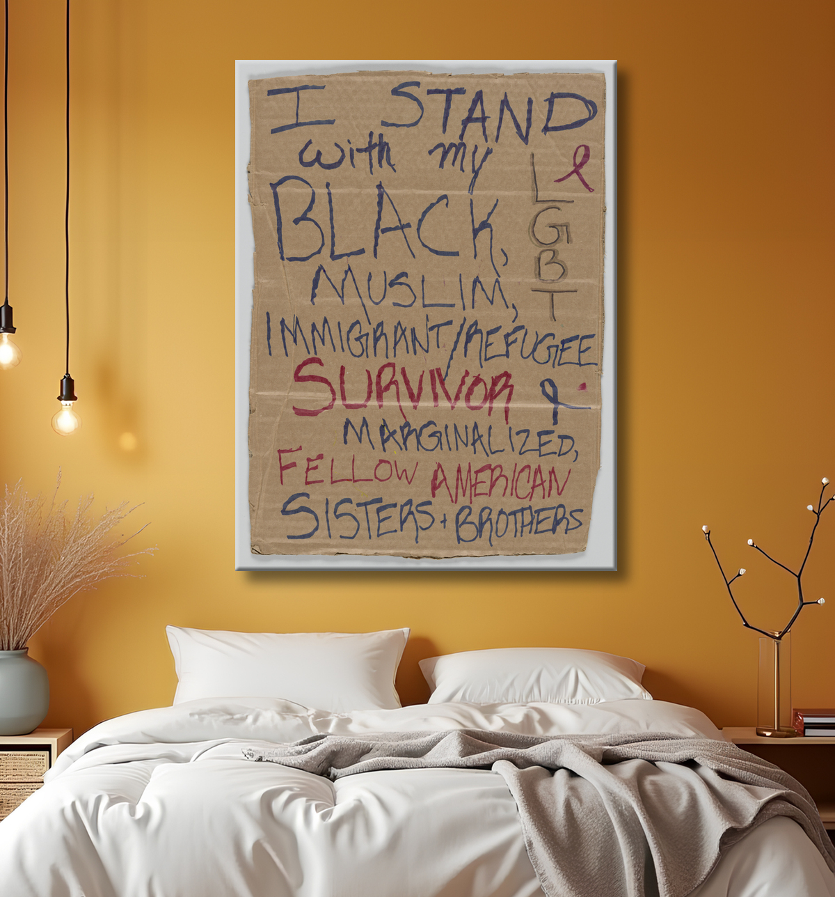 Reproduction Signe de la Marche des femmes à Washington avec "Je suis avec..." de Unidentified avec decor