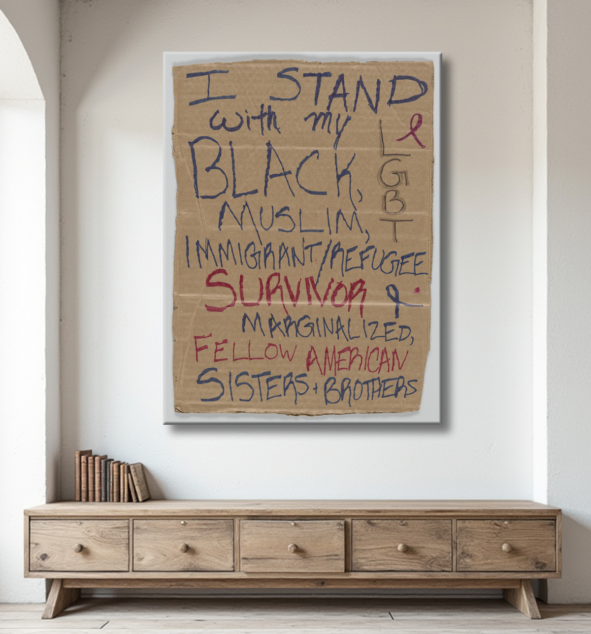 Reproduction Signe de la Marche des femmes à Washington avec "Je suis avec..." de Unidentified avec decor