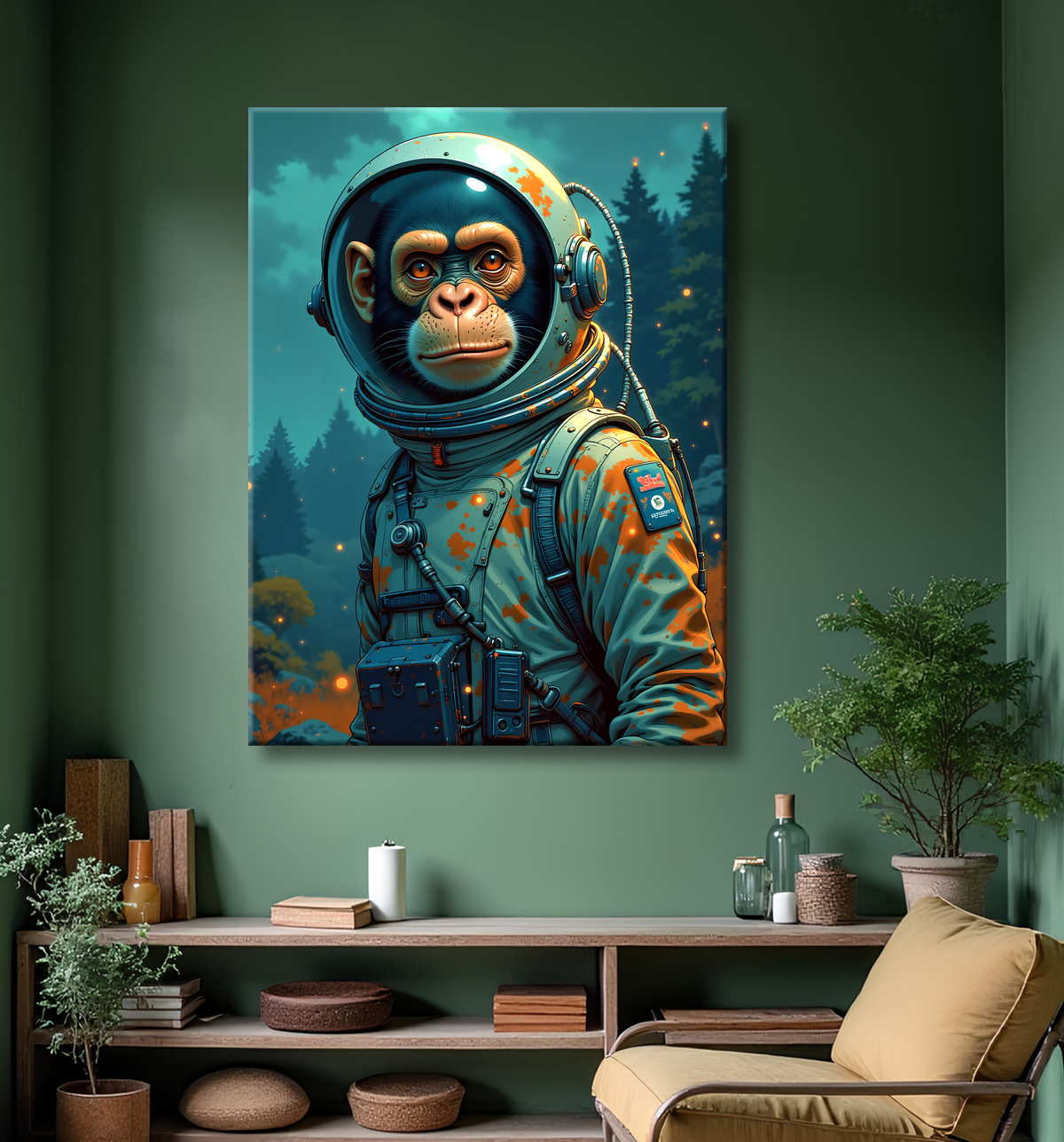 Tableau singe astronaute - Décoration murale originale et graphique avec decor