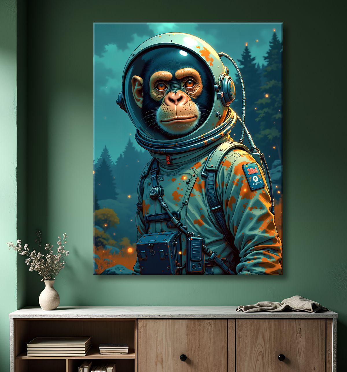 Tableau singe astronaute - Décoration murale originale et graphique avec decor