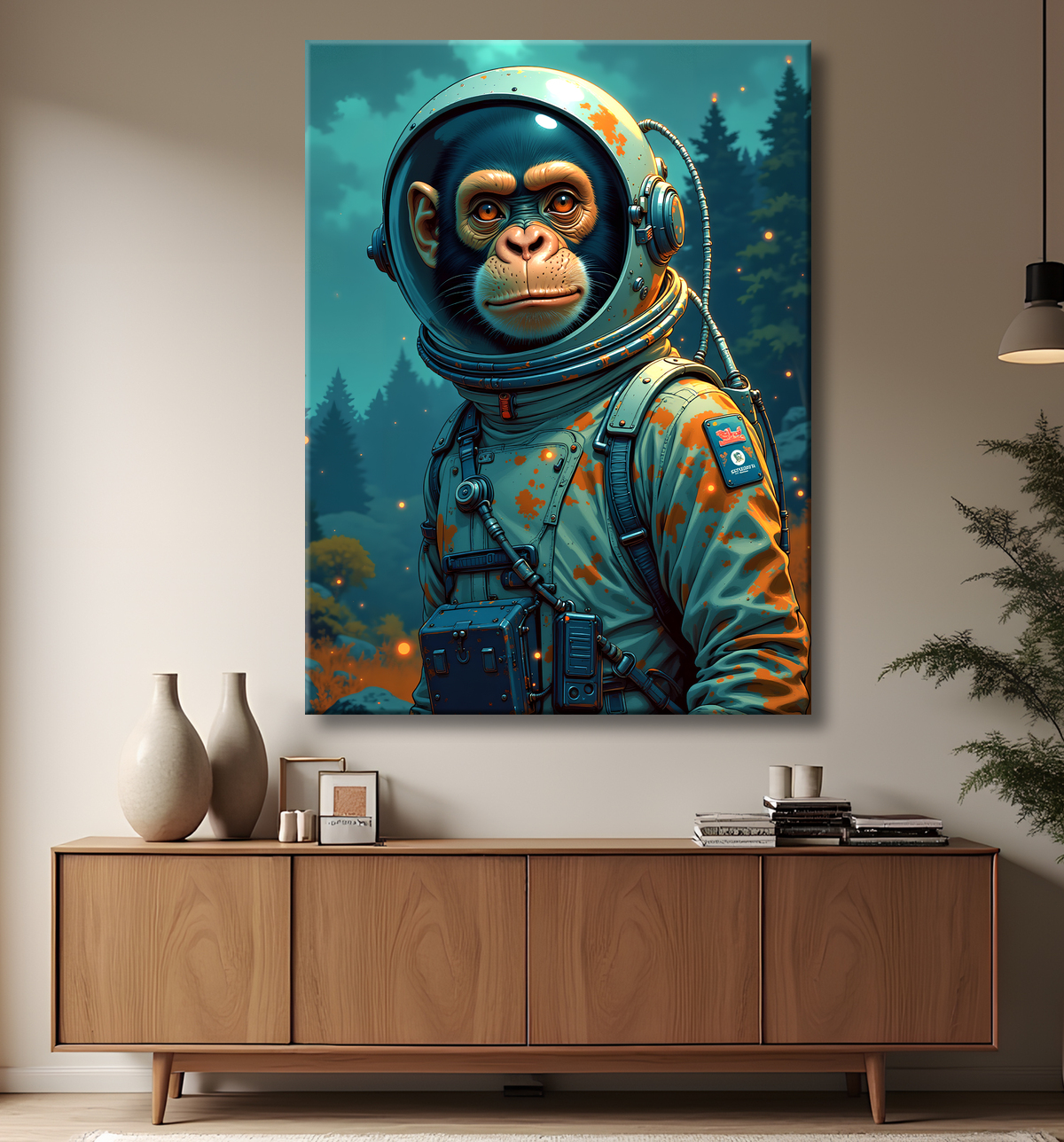 Tableau singe astronaute - Décoration murale originale et graphique avec decor