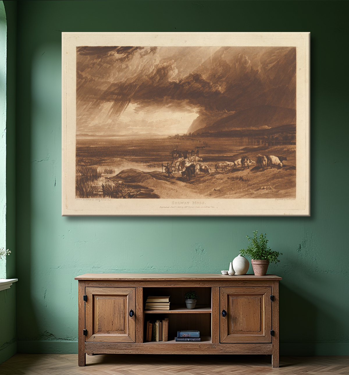 Reproduction Solway Moss (Liber Studiorum, partie XI, planche 52) de Joseph Mallord William Turner avec decor