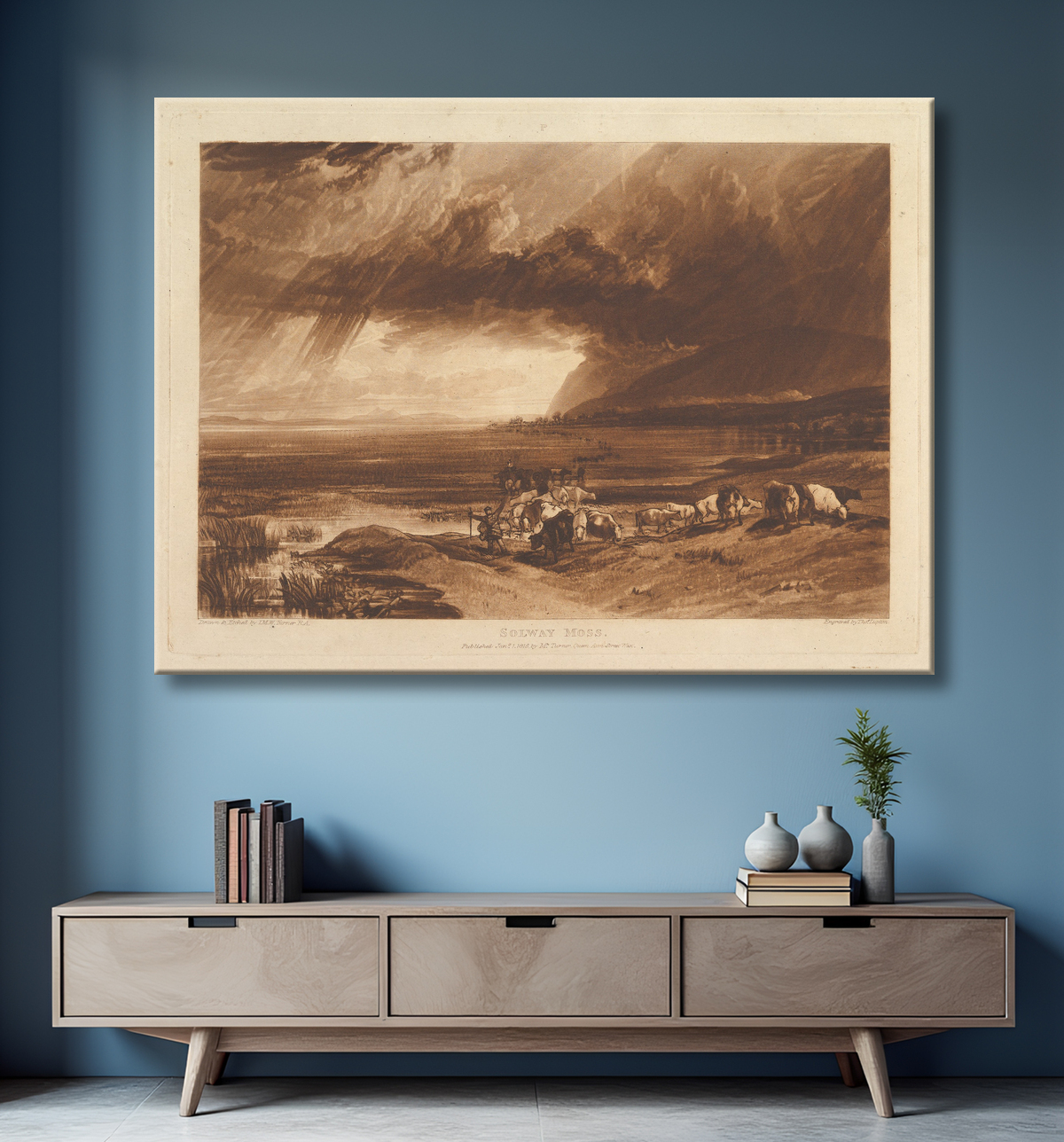 Reproduction Solway Moss (Liber Studiorum, partie XI, planche 52) de Joseph Mallord William Turner avec decor