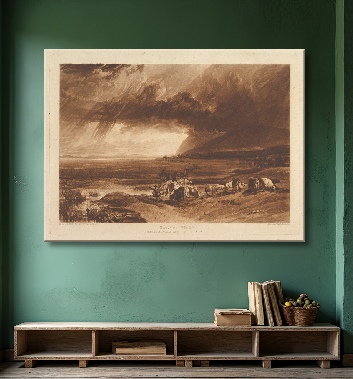 Reproduction Solway Moss (Liber Studiorum, partie XI, planche 52) de Joseph Mallord William Turner avec decor