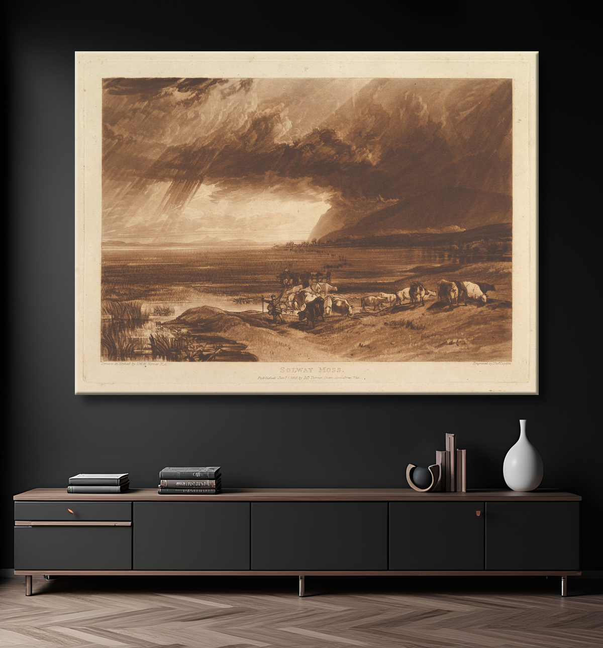 Reproduction Solway Moss (Liber Studiorum, partie XI, planche 52) de Joseph Mallord William Turner avec decor