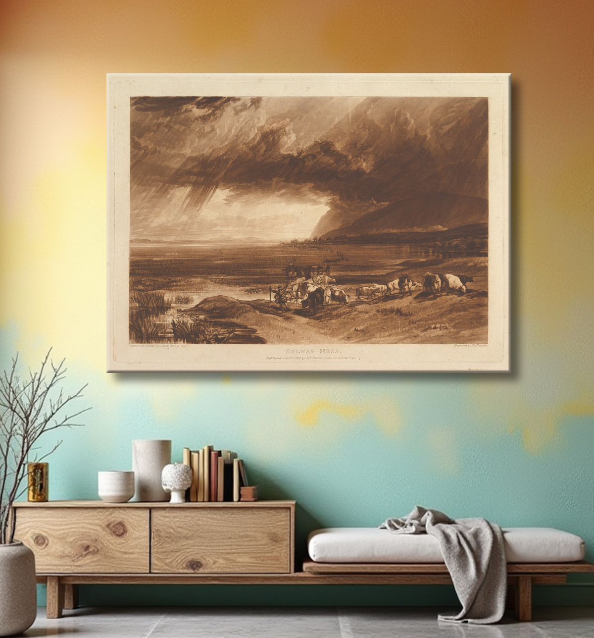 Reproduction Solway Moss (Liber Studiorum, partie XI, planche 52) de Joseph Mallord William Turner avec decor