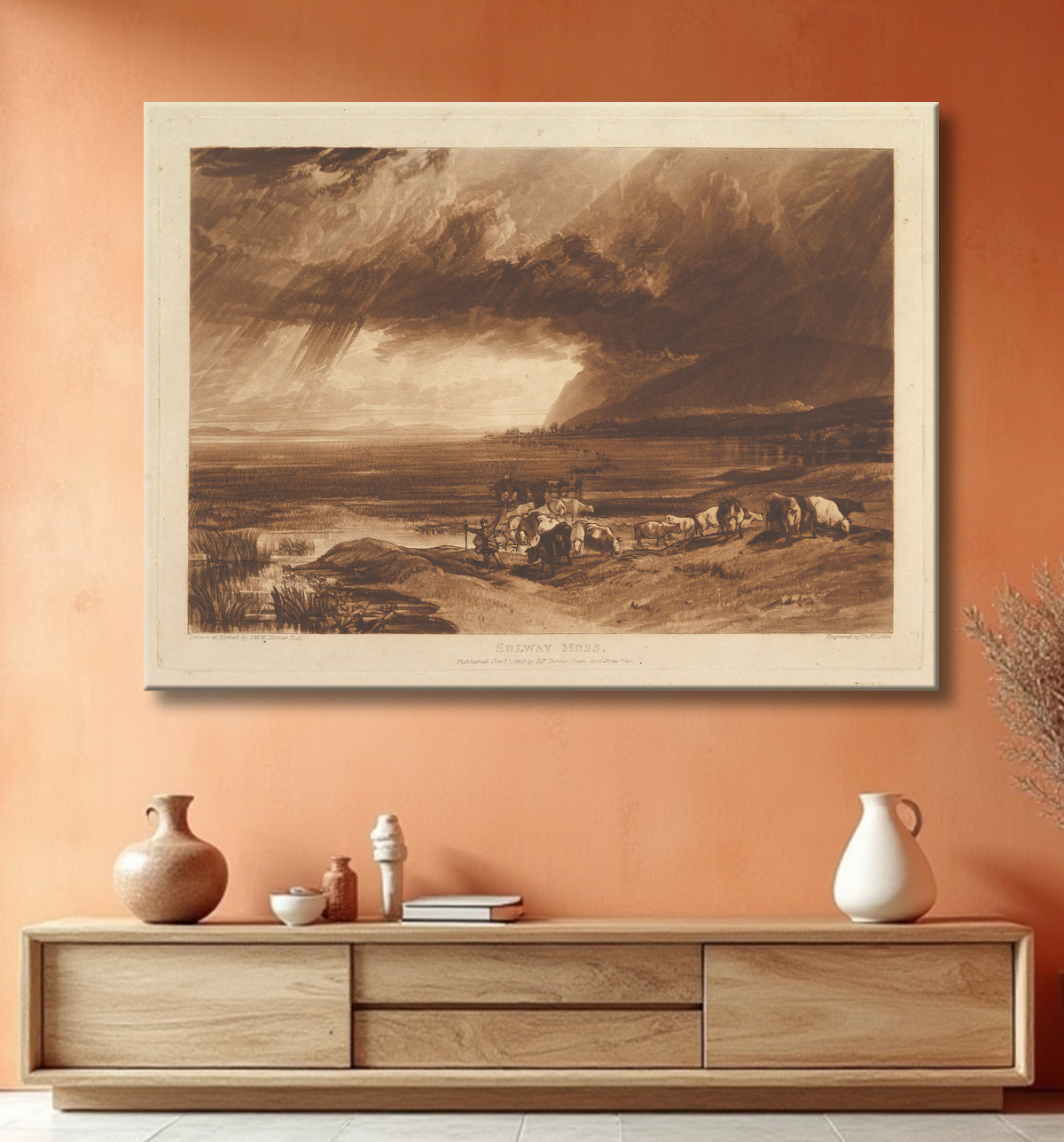 Reproduction Solway Moss (Liber Studiorum, partie XI, planche 52) de Joseph Mallord William Turner avec decor
