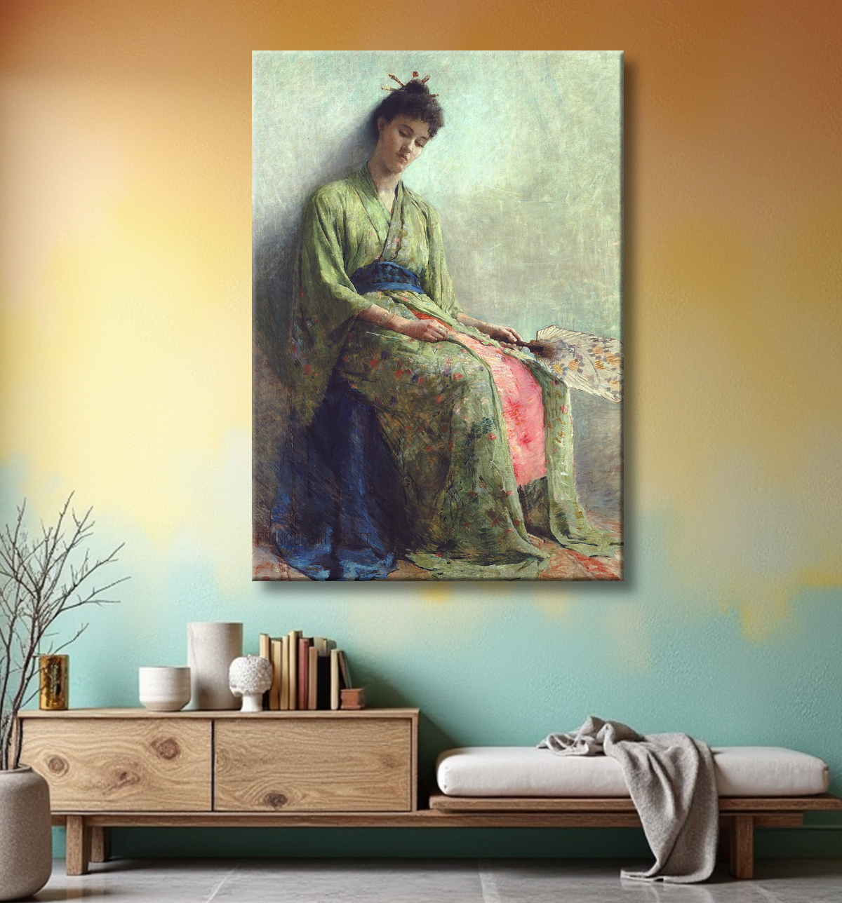 Reproduction Somnolence de Frank Edwin Scott, born Buffalo, NY 1863-died Paris, France 1929 avec decor