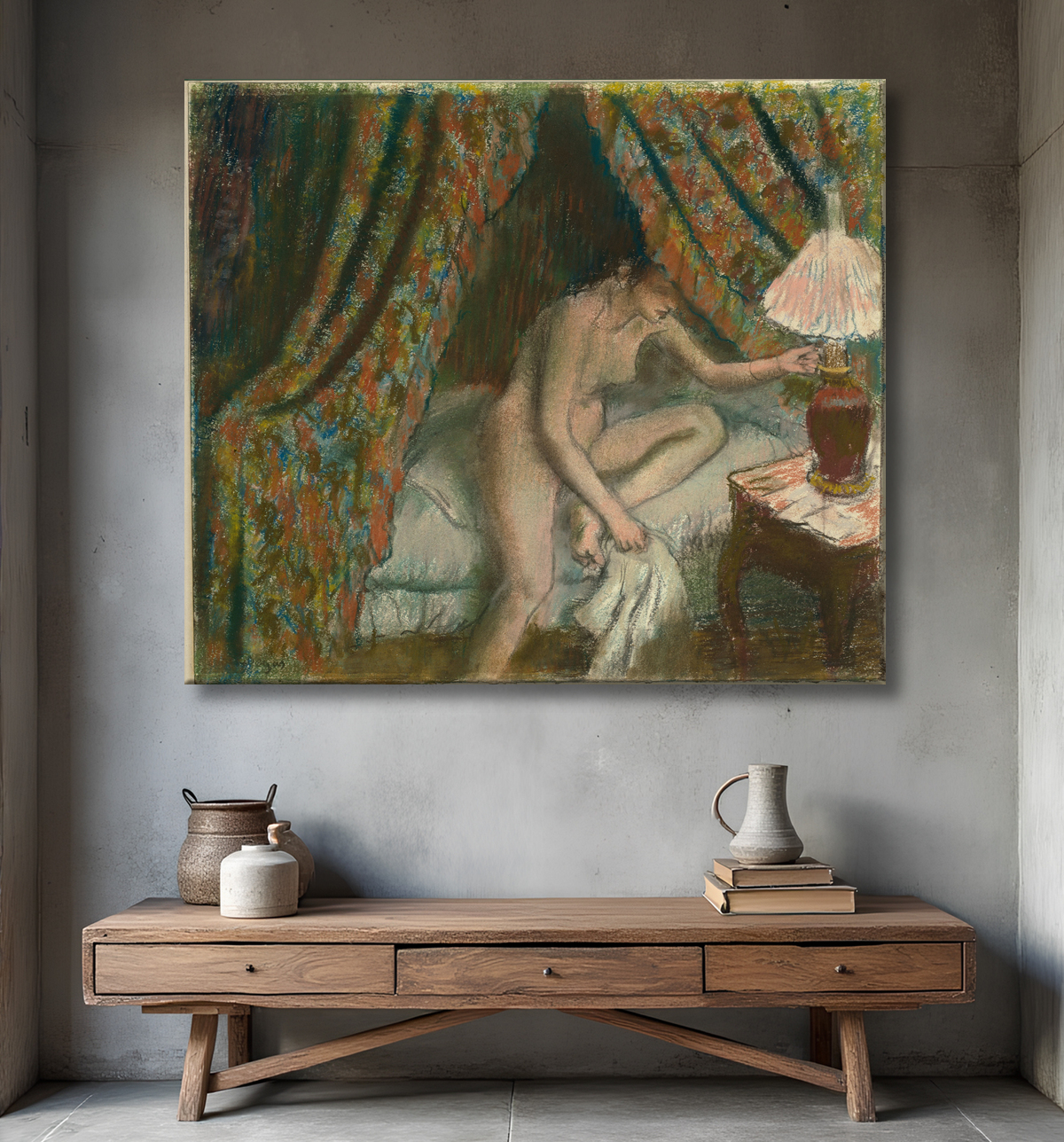 Reproduction Sortant de Hilaire Germain Edgar Degas avec decor