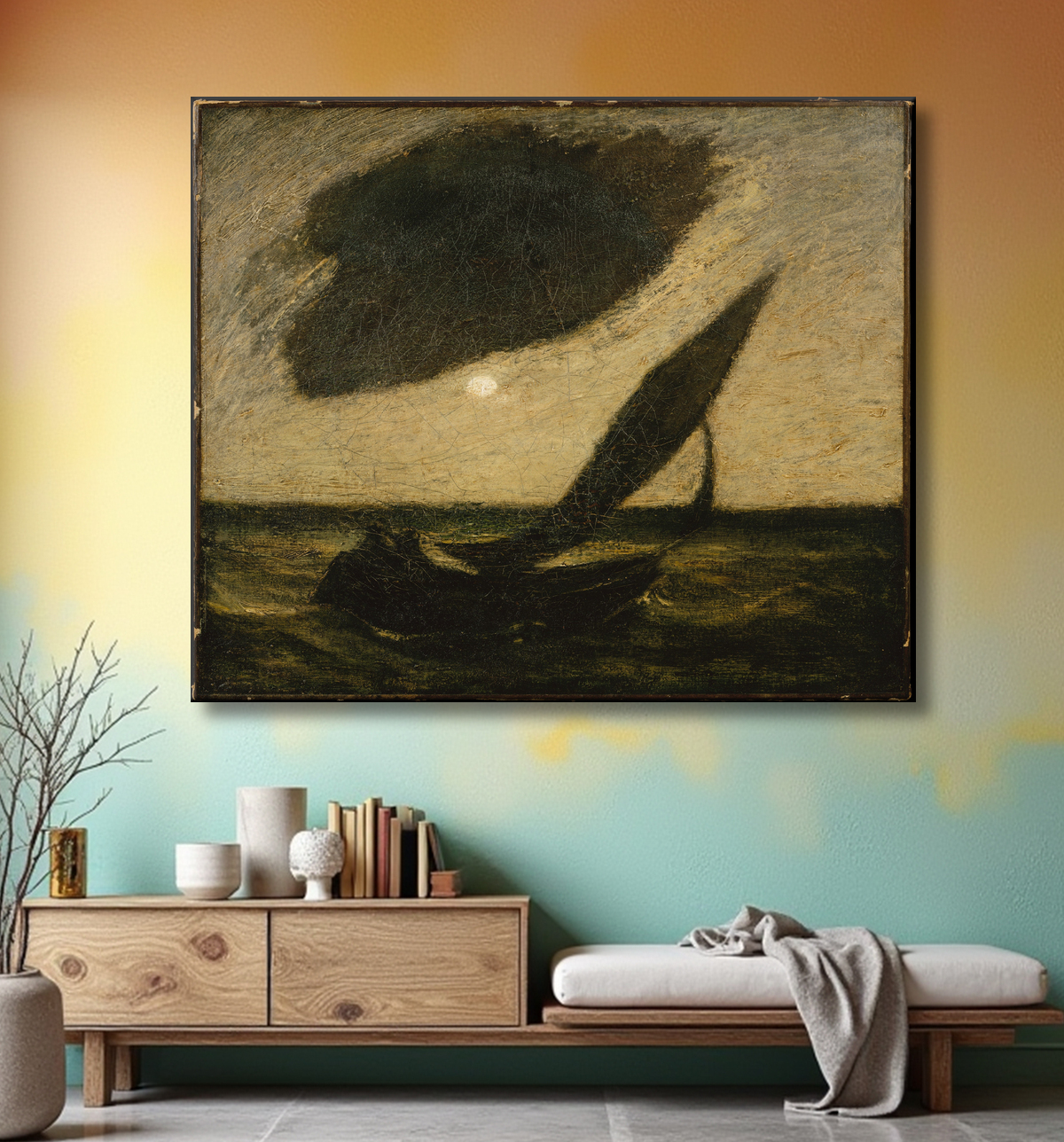 Reproduction Sous un nuage de Albert Pinkham Ryder avec decor