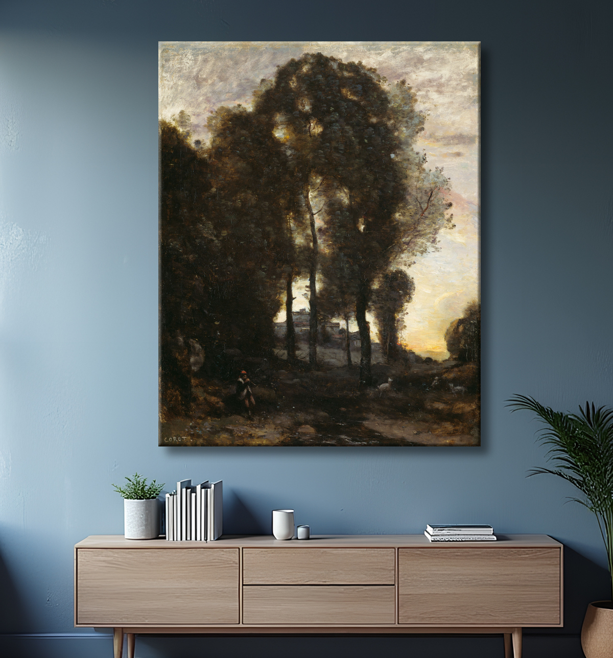 Reproduction Souvenir d'Italie de Jean Baptiste Camille Corot avec decor