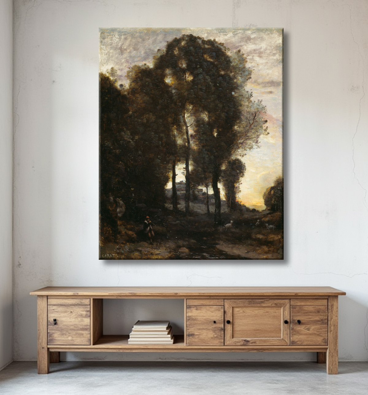 Reproduction Souvenir d'Italie de Jean Baptiste Camille Corot avec decor