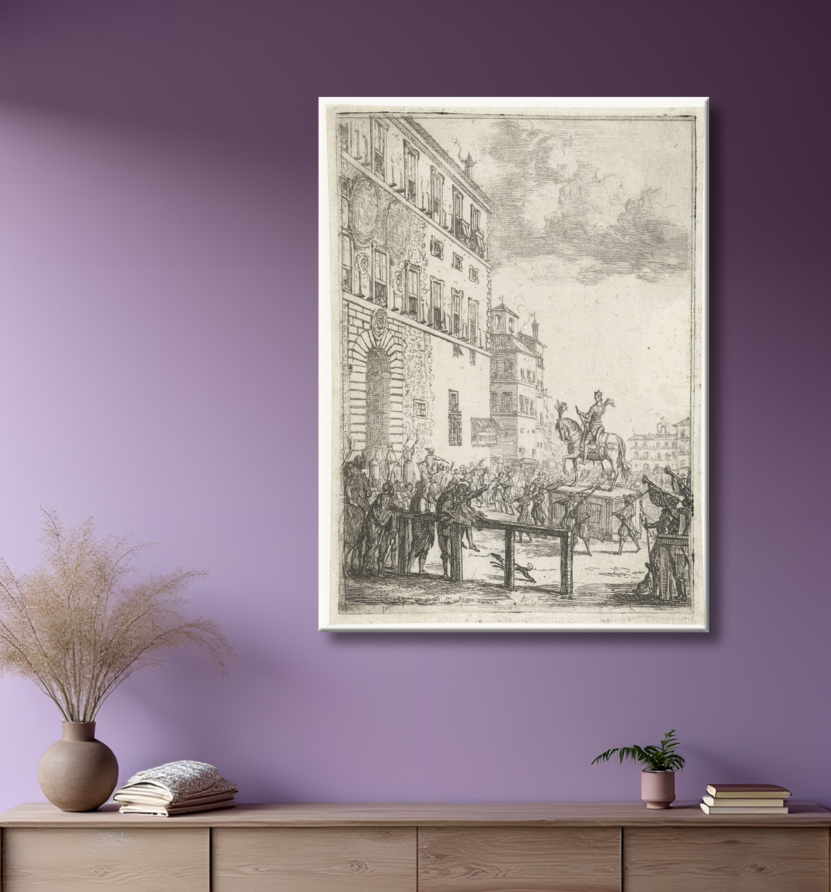 Reproduction Statue équestre de l'empereur du Saint Empire romain germanique de Claude Lorrain avec decor