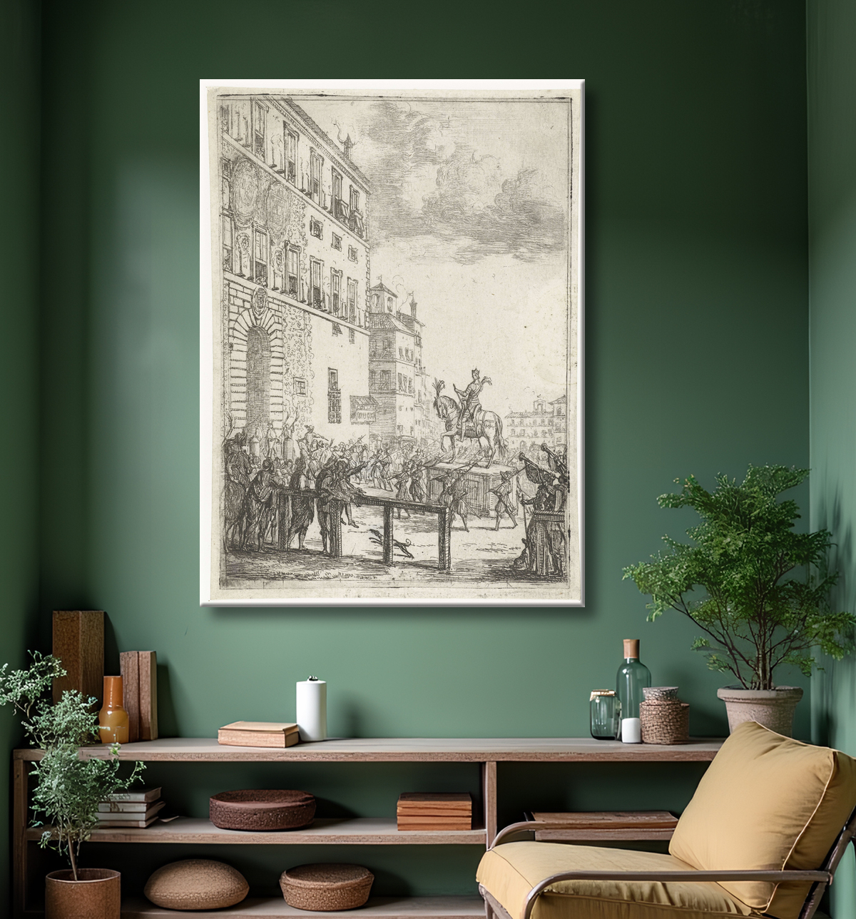Reproduction Statue équestre de l'empereur du Saint Empire romain germanique de Claude Lorrain avec decor