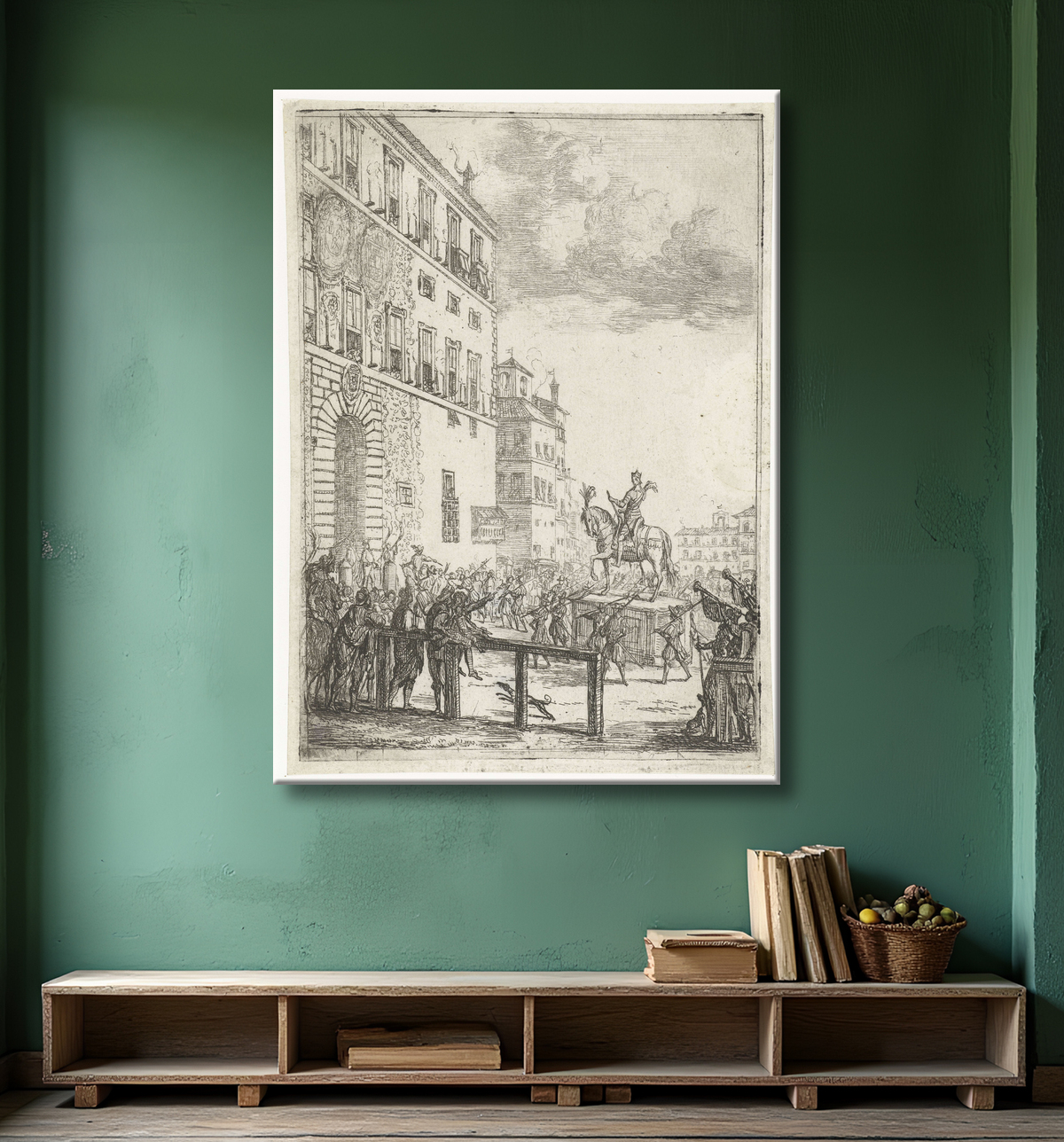 Reproduction Statue équestre de l'empereur du Saint Empire romain germanique de Claude Lorrain avec decor