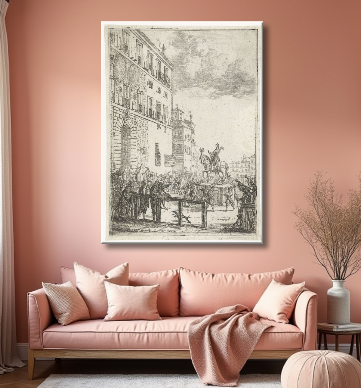 Reproduction Statue équestre de l'empereur du Saint Empire romain germanique de Claude Lorrain avec decor