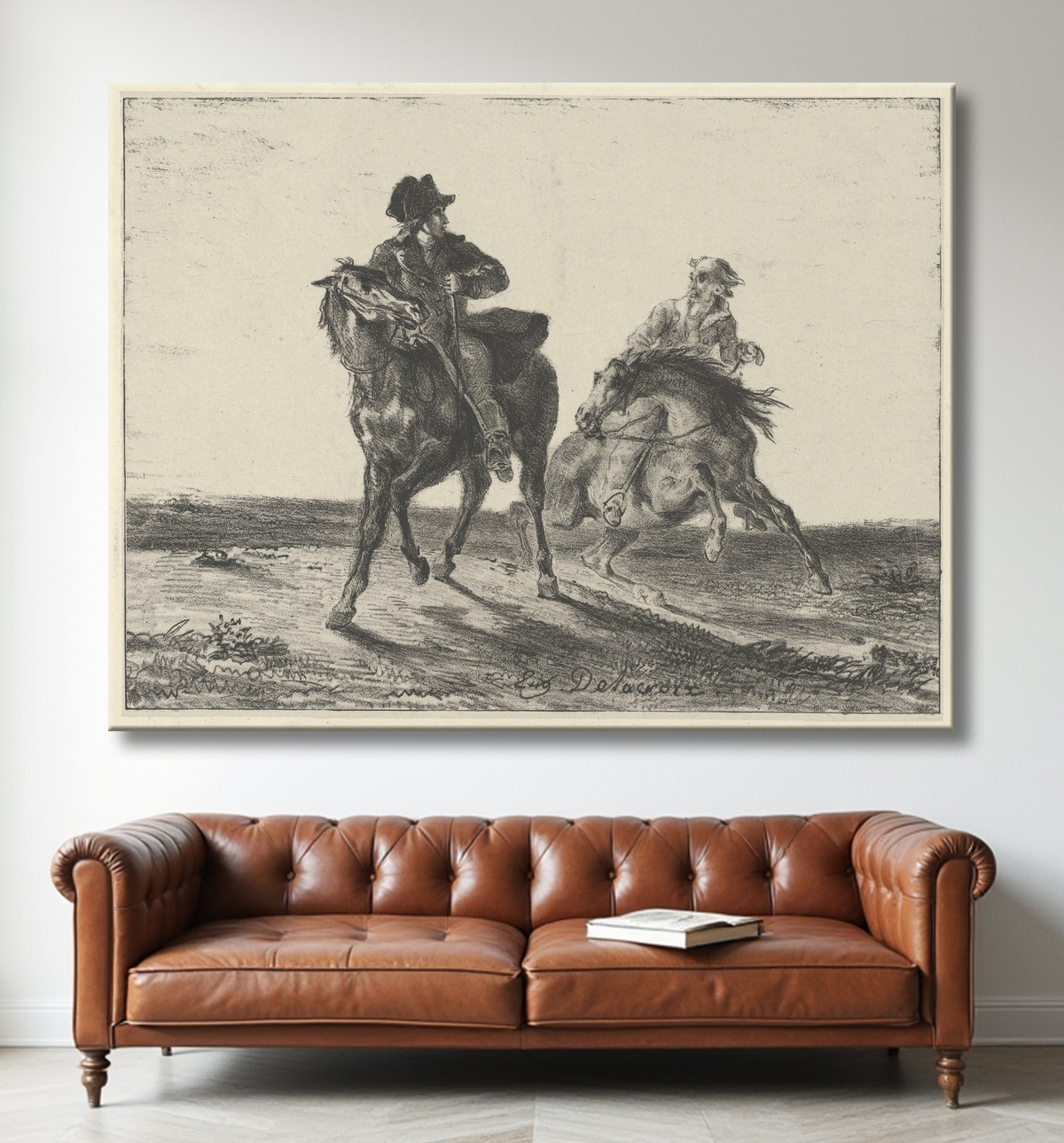 Reproduction Steenie ou Redgauntlet poursuivi par un gobelin à cheval de Eugène Delacroix avec decor