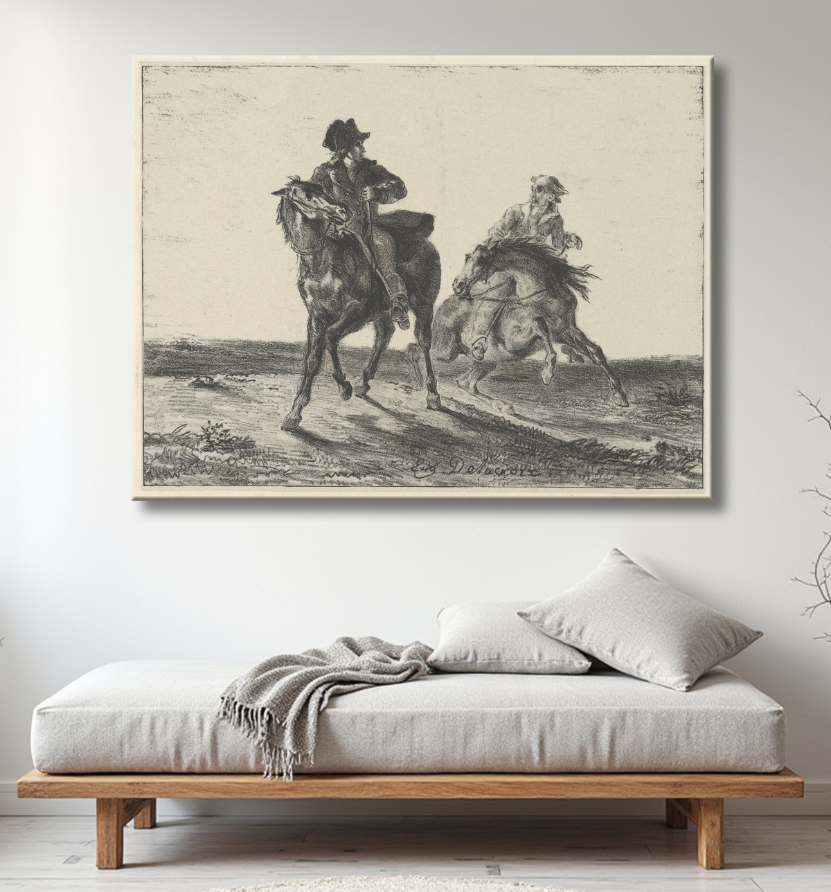 Reproduction Steenie ou Redgauntlet poursuivi par un gobelin à cheval de Eugène Delacroix avec decor