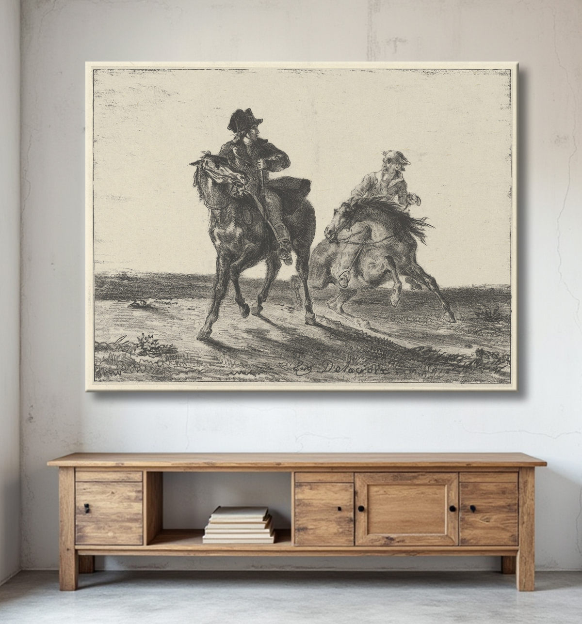 Reproduction Steenie ou Redgauntlet poursuivi par un gobelin à cheval de Eugène Delacroix avec decor