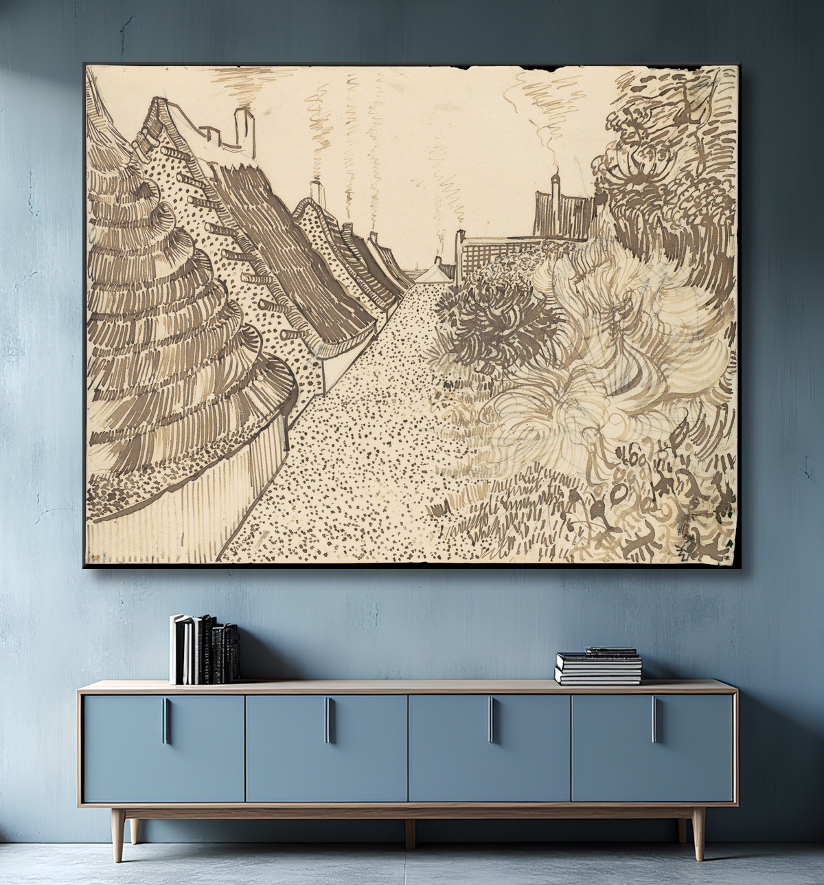 Reproduction Street in Saintes-Maries-de-la-Mer de Vincent van Gogh avec decor
