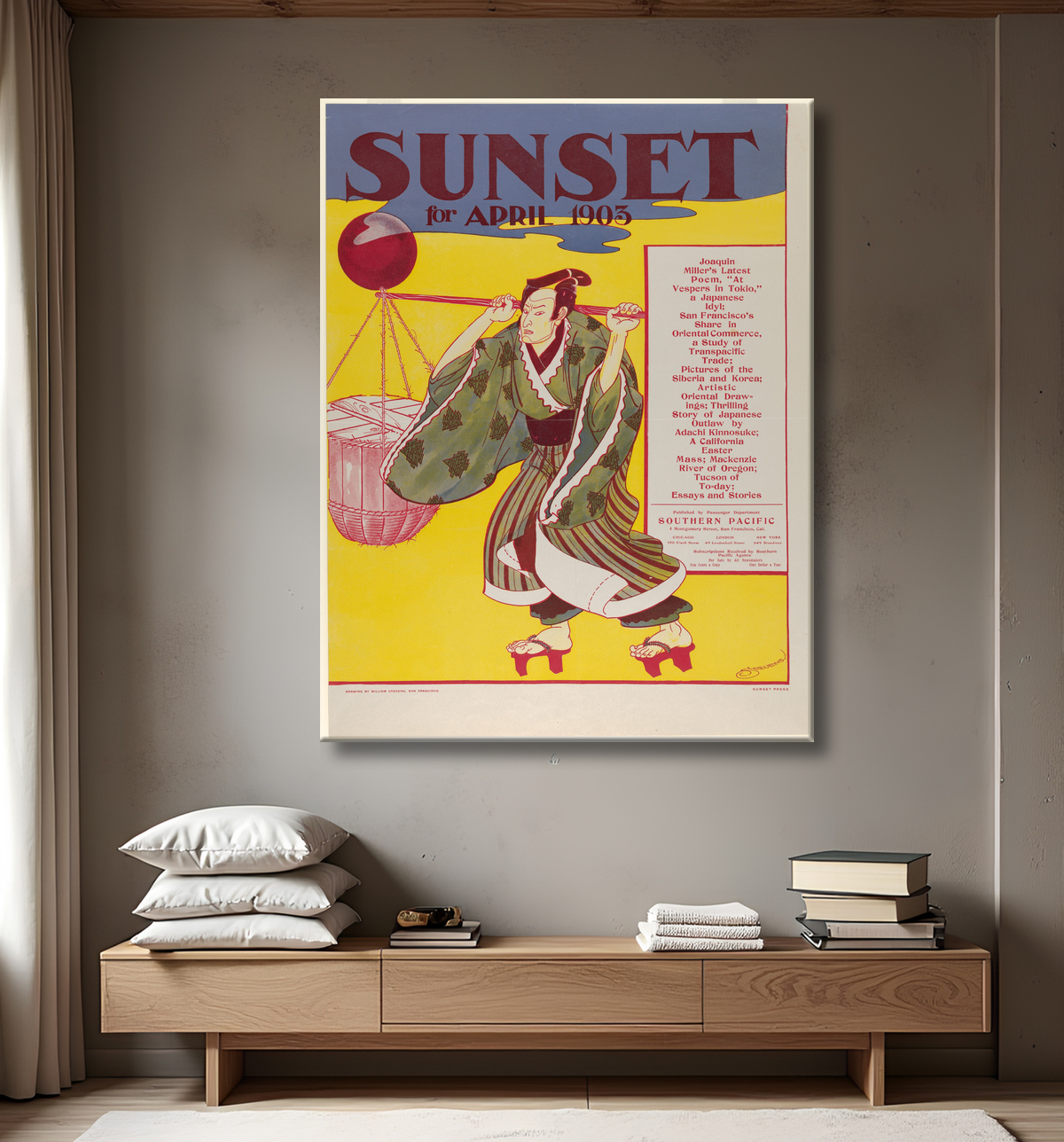 Reproduction Sunset Magazine : avril de William Stevens avec decor