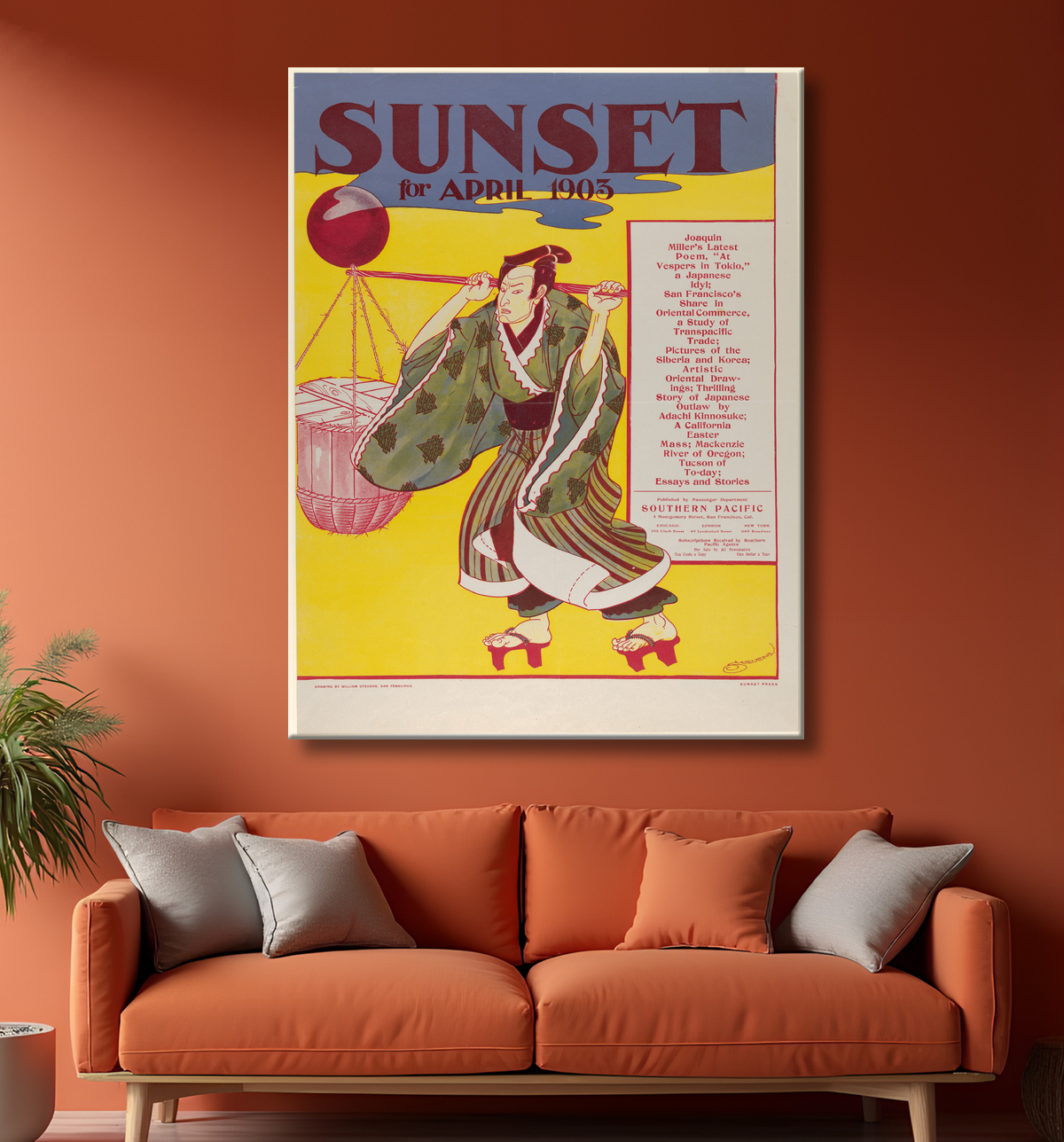Reproduction Sunset Magazine : avril de William Stevens avec decor