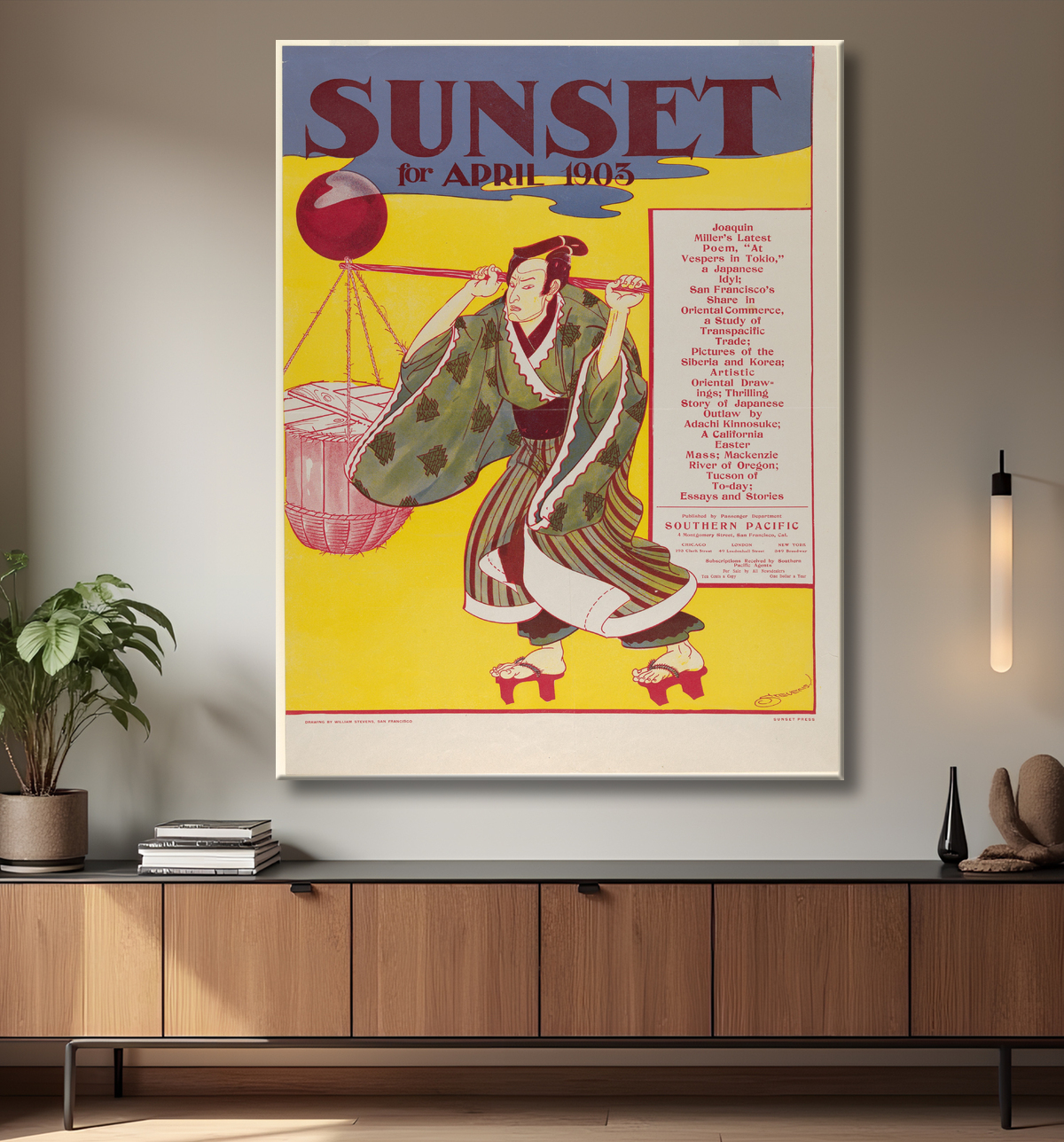 Reproduction Sunset Magazine : avril de William Stevens avec decor