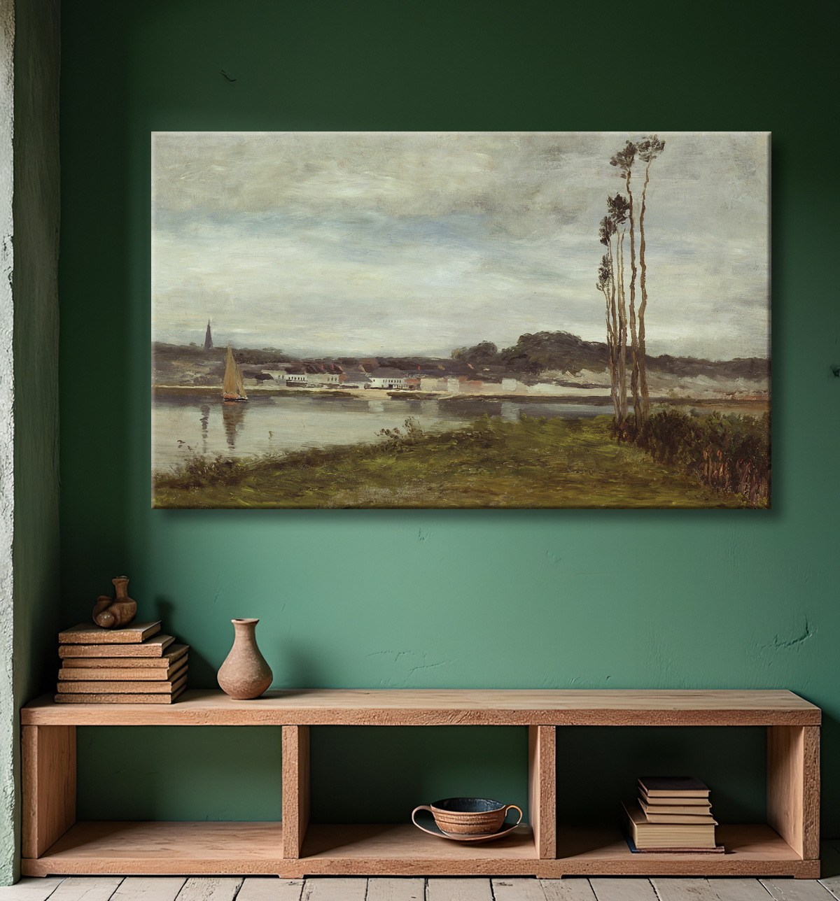 Reproduction Sur la Seine de Homer Dodge Martin avec decor