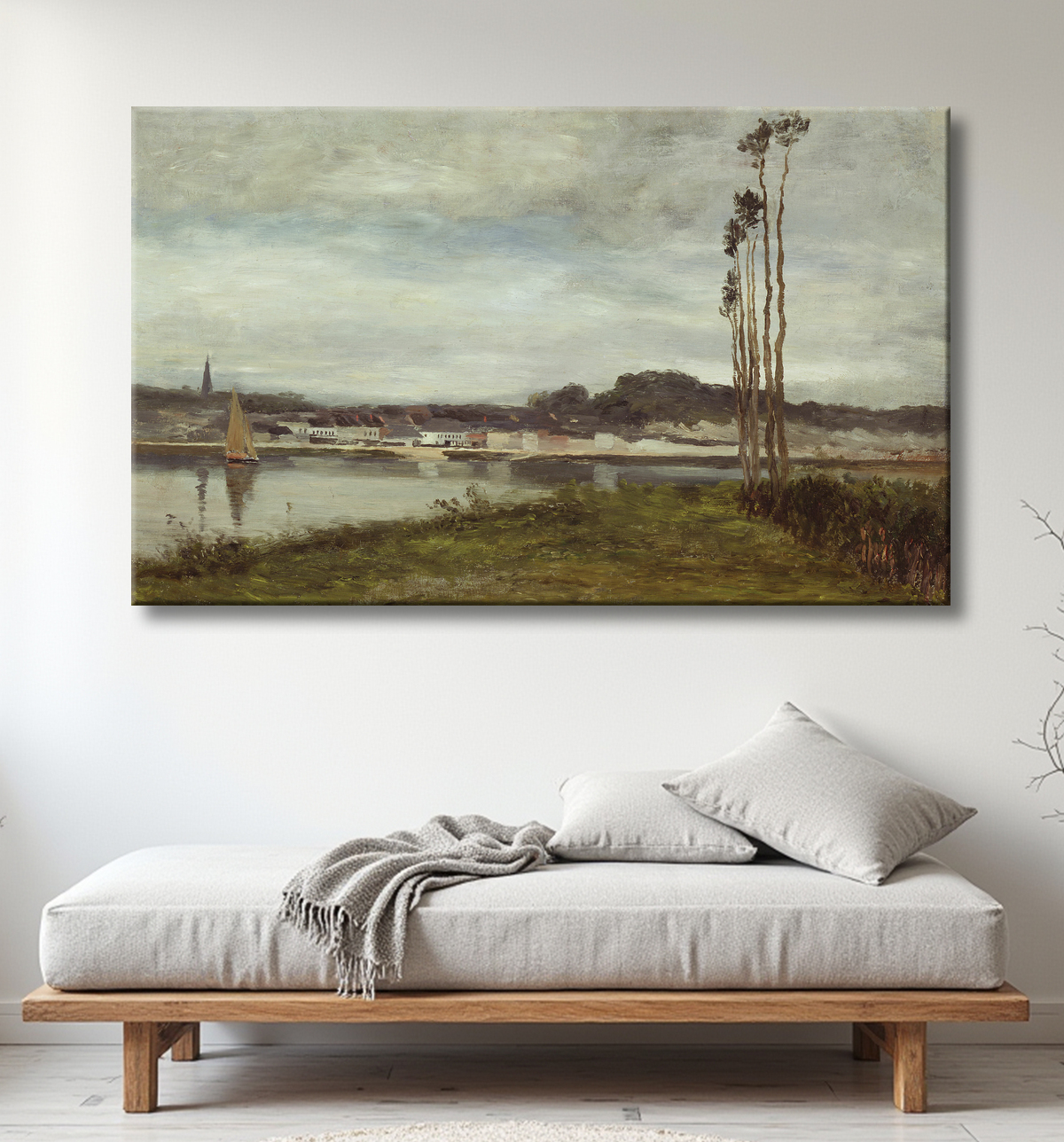 Reproduction Sur la Seine de Homer Dodge Martin avec decor