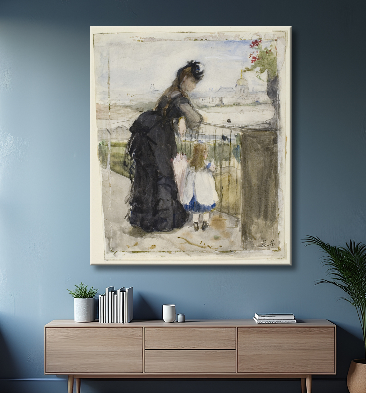 Reproduction Sur le balcon de Berthe Morisot avec decor