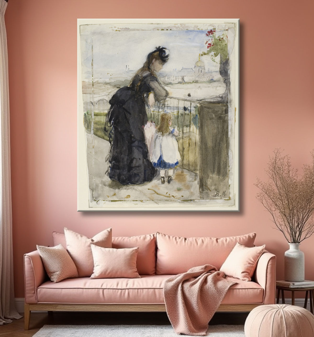 Reproduction Sur le balcon de Berthe Morisot avec decor