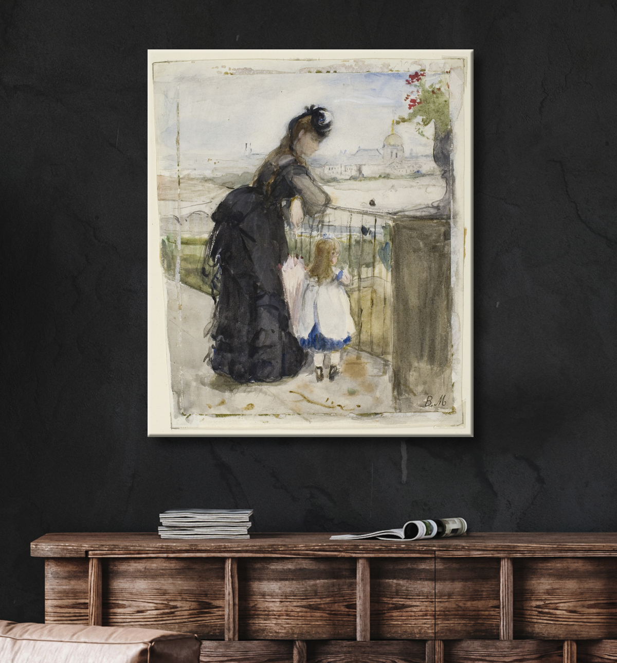Reproduction Sur le balcon de Berthe Morisot avec decor