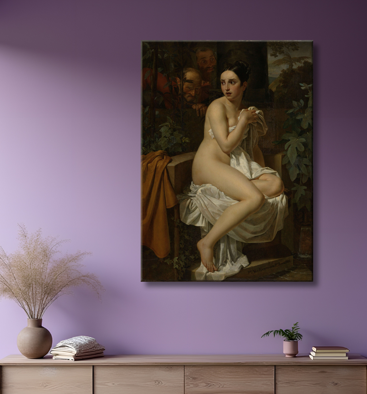 Reproduction Susanna et les Anciens de Pierre Van Hanselaere avec decor