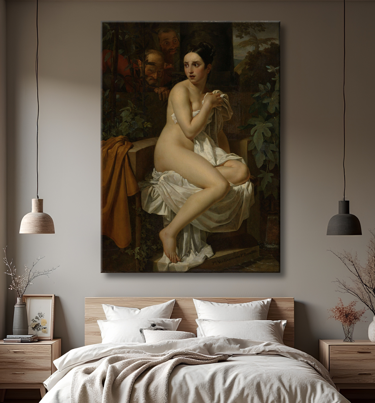 Reproduction Susanna et les Anciens de Pierre Van Hanselaere avec decor