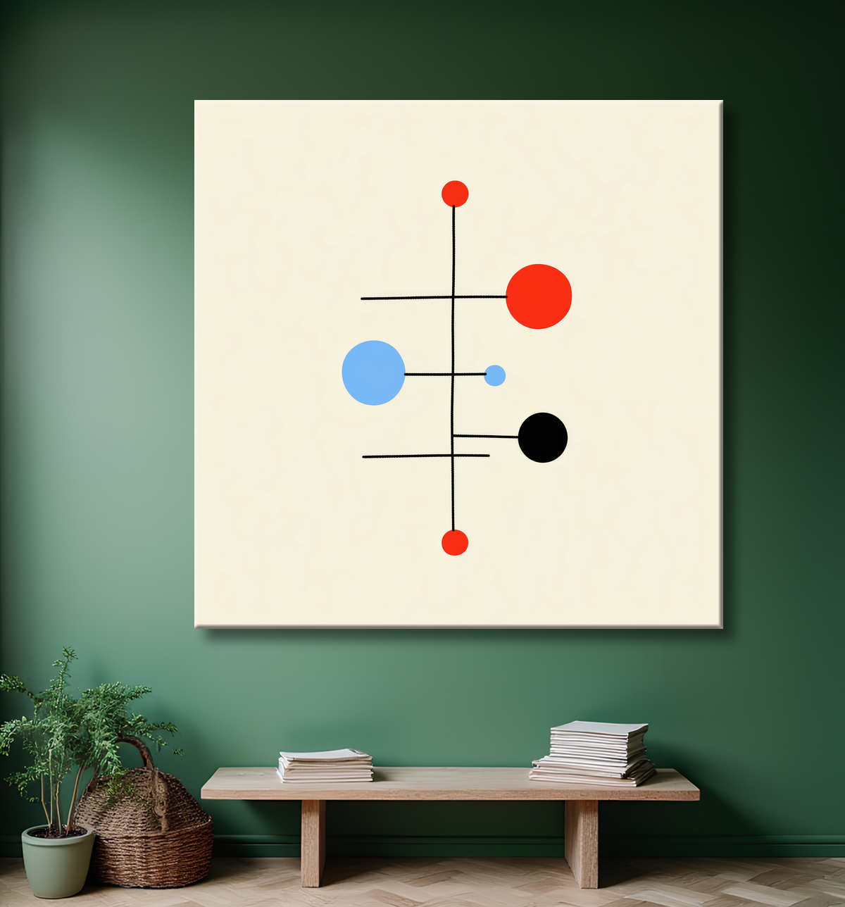 Tableau abstrait minimaliste, mobile avec decor