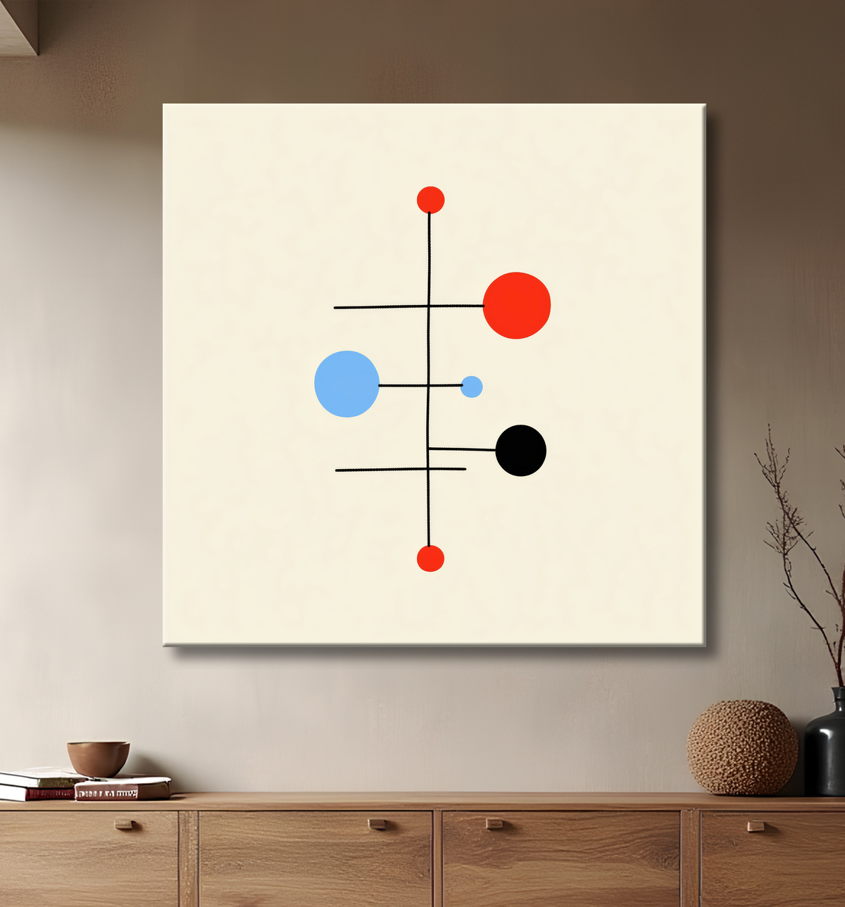 Tableau abstrait minimaliste, mobile avec decor