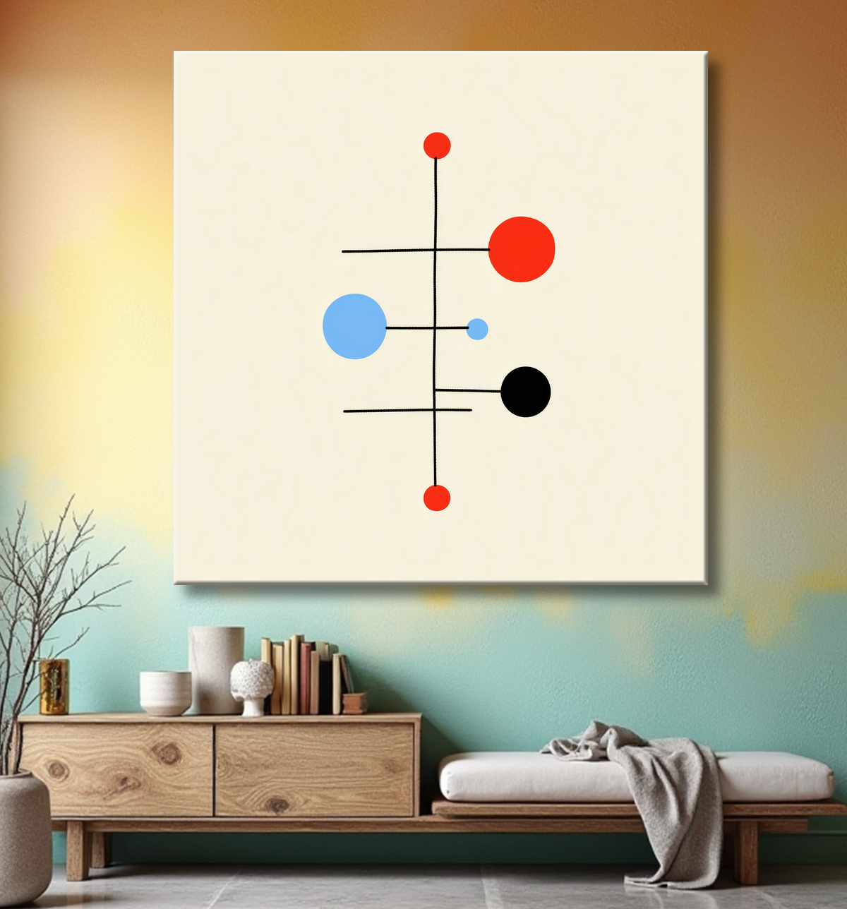 Tableau abstrait minimaliste, mobile avec decor