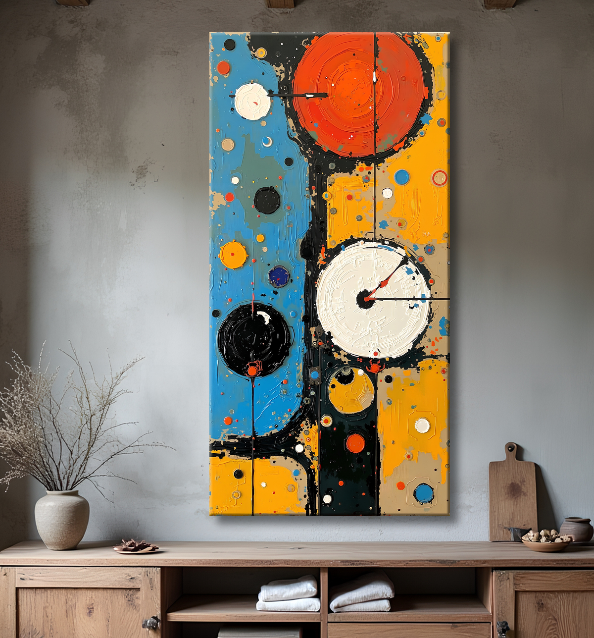 Tableau abstrait moderne et coloré Made in France avec decor