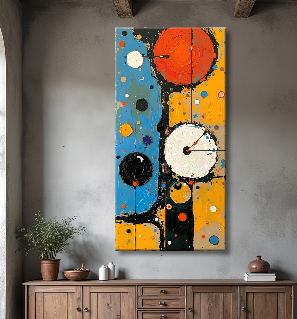 Tableau abstrait moderne et coloré Made in France avec decor
